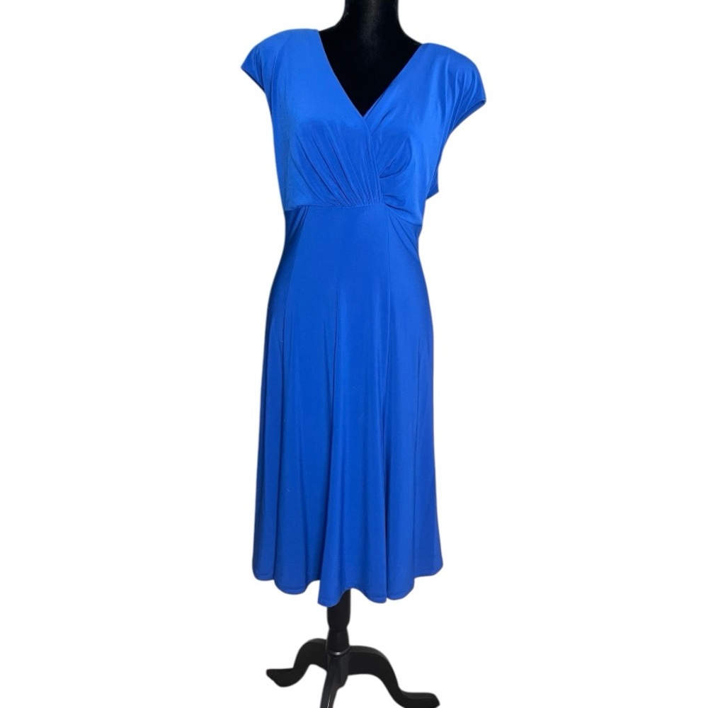 Lauren Ralph Lauren Women Fit & Flare Dress Sleeveless V-Neck Royal Blue size 1X